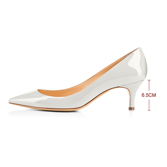 Бели лачени обувки с остри пръсти с високи токчета 2,5 инча (6,5 см) (3)